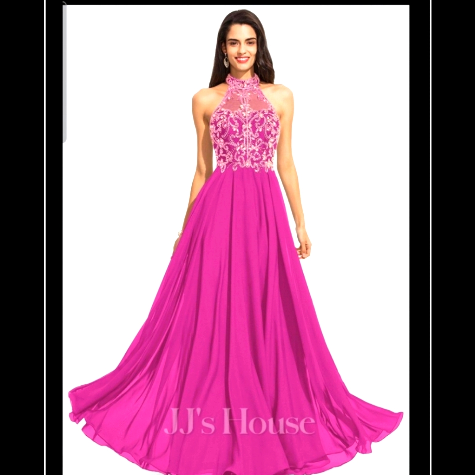 Aline High Neck Floor Length Gown